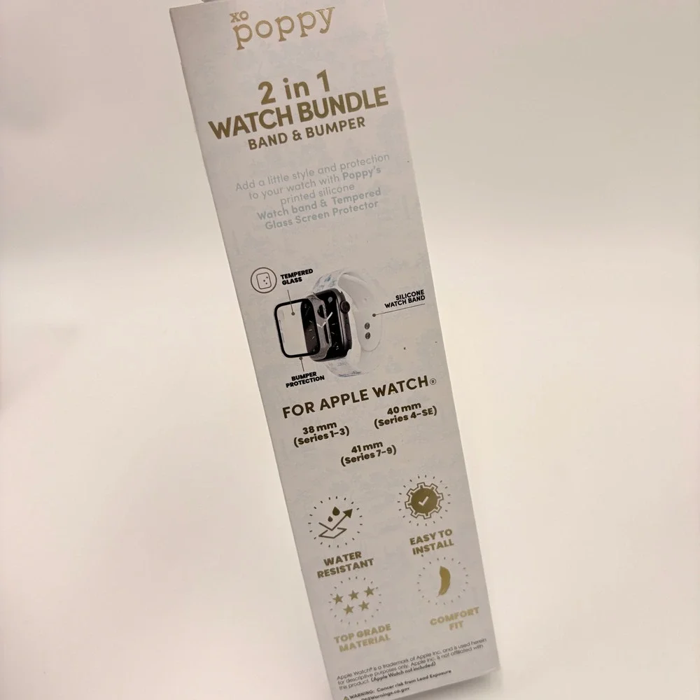 XO Poppy Blue Toile Apple Watch Band Bumper Bundle 38mm 40mm 41mm Series 1-9 SE